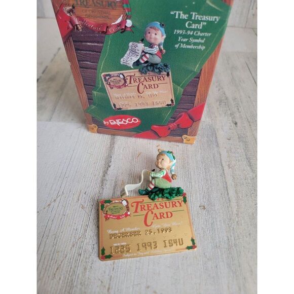 Enesco The Treasury Card 1993 elf ornament Xmas - Picture 1 of 6